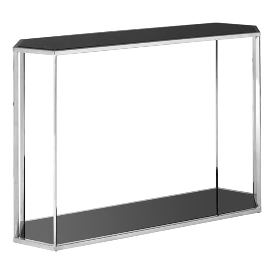 Product photograph of Markeb Black Marble Console Table With Silver Steel Frame from Furniture in Fashion