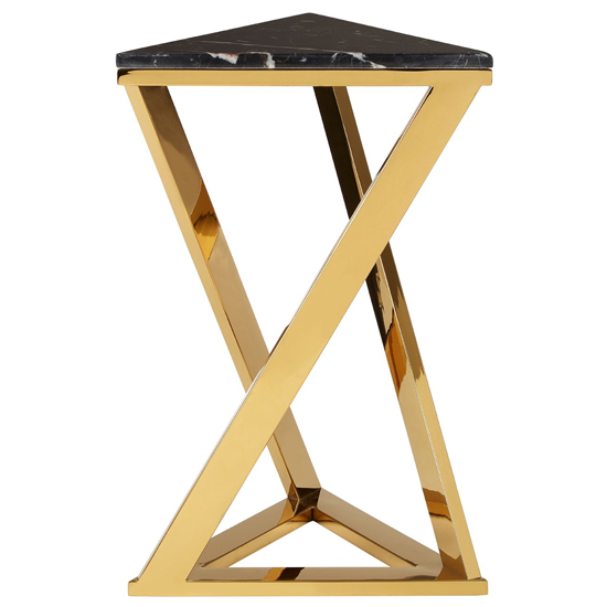 Markeb Black Marble End Table With Gold Base Furniture in Fashion