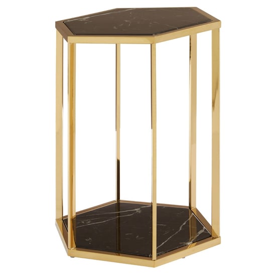 Markeb Black Marble End Table With Gold Stainless Steel Frame_2