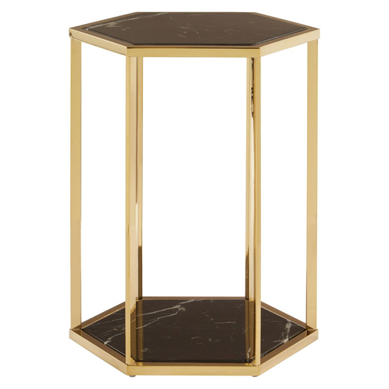 Markeb Black Marble End Table With Gold Stainless Steel Frame_3