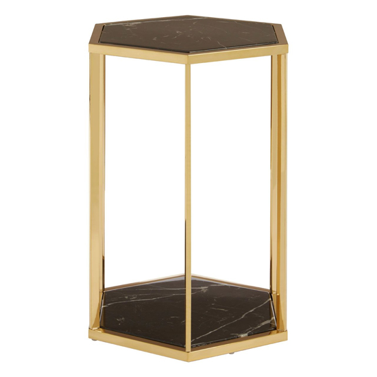 Markeb Black Marble End Table With Gold Stainless Steel Frame_4