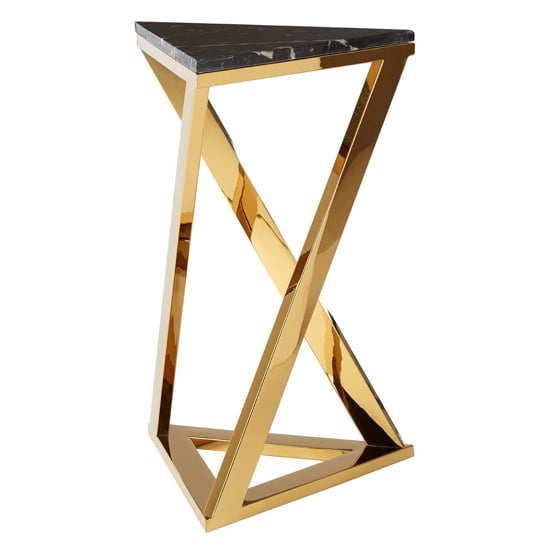 Photo of Markeb black marble top end table with gold steel frame