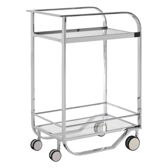 Markeb Clear Glass Shelves Drinks Trolley With Silver Frame_2
