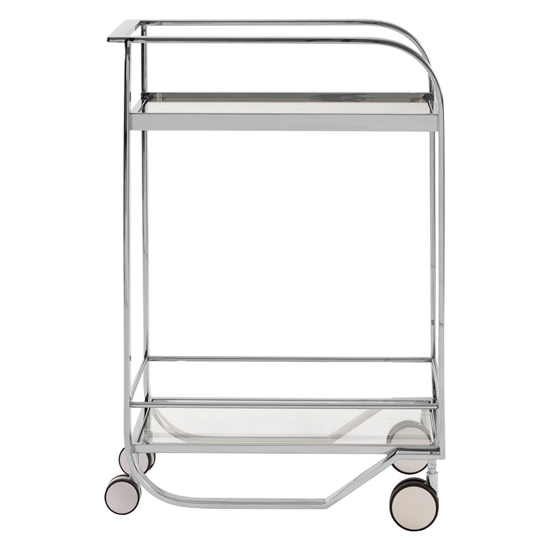 Markeb Clear Glass Shelves Drinks Trolley With Silver Frame_3