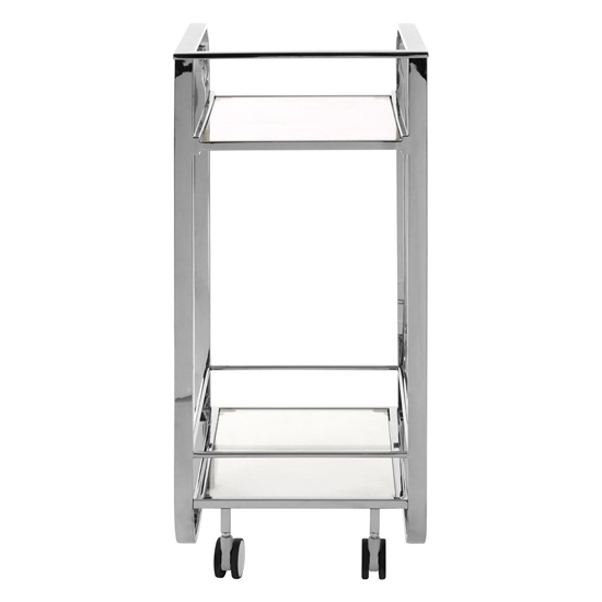 Markeb Clear Glass Shelves Drinks Trolley With Silver Frame_4