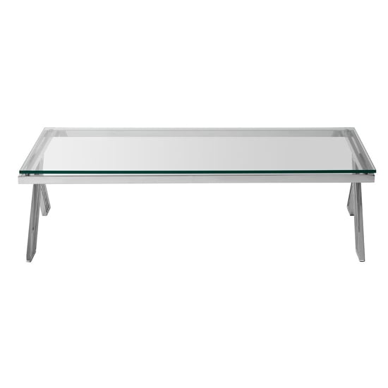 Markeb Clear Glass Top Coffee Table With Silver Steel Frame