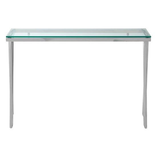 Markeb Clear Glass Top Console Table With Silver Steel Frame_2