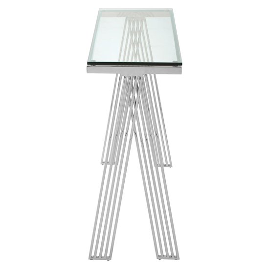 Markeb Clear Glass Top Console Table With Silver Steel Frame_3