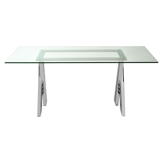 Markeb Clear Glass Top Dining Table With Silver Steel Frame_2