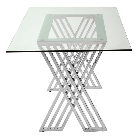 Markeb Clear Glass Top Dining Table With Silver Steel Frame_3