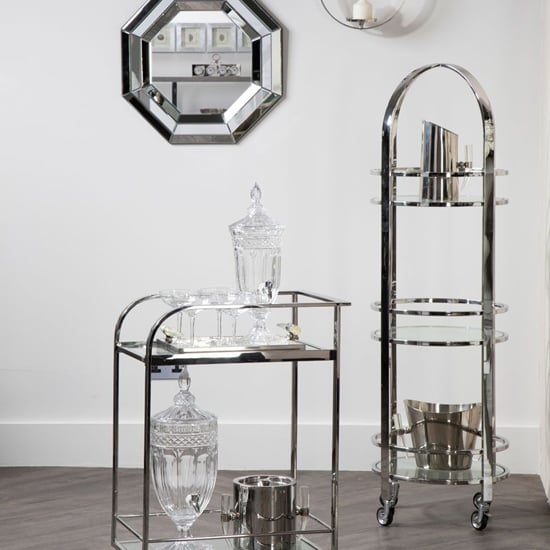 Markeb Glass 3 Shelves Drinks Trolley With Silver Steel Frame_3