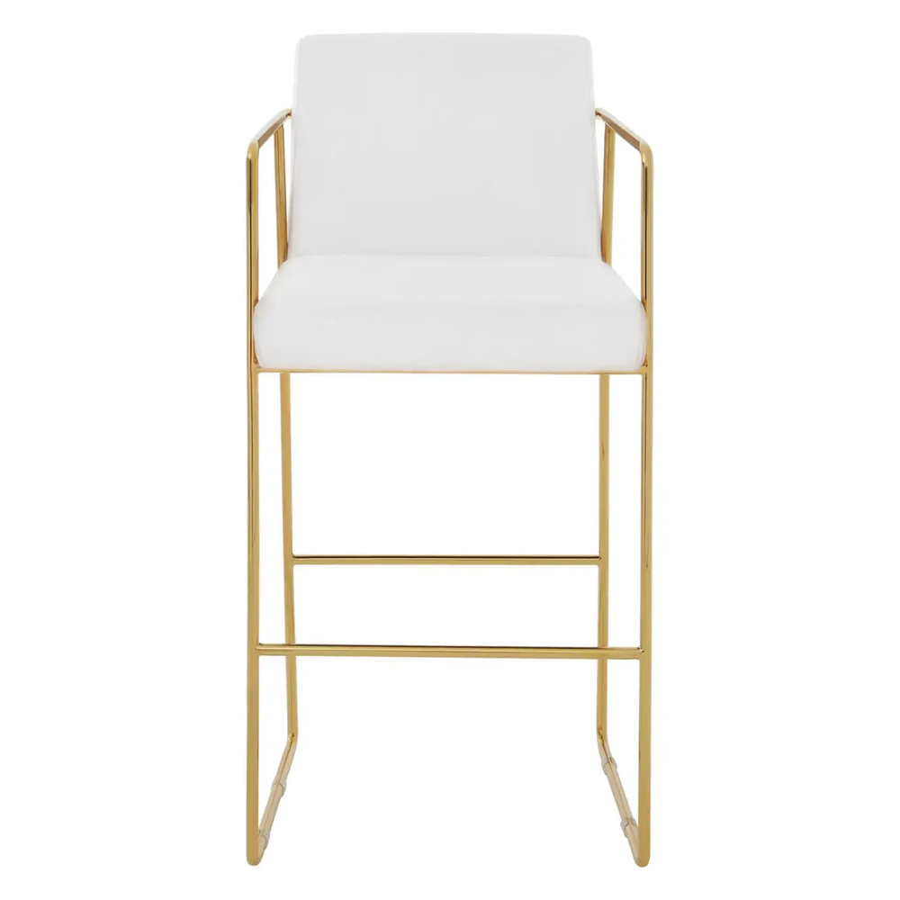 Markeb Mink Velvet Bar Stool With Gold Steel Frame In A Pair
