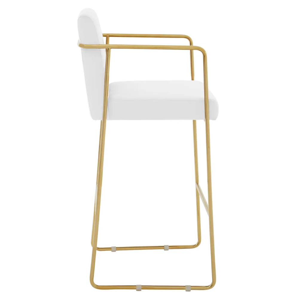 Markeb Mink Velvet Bar Stool With Gold Steel Frame In A Pair