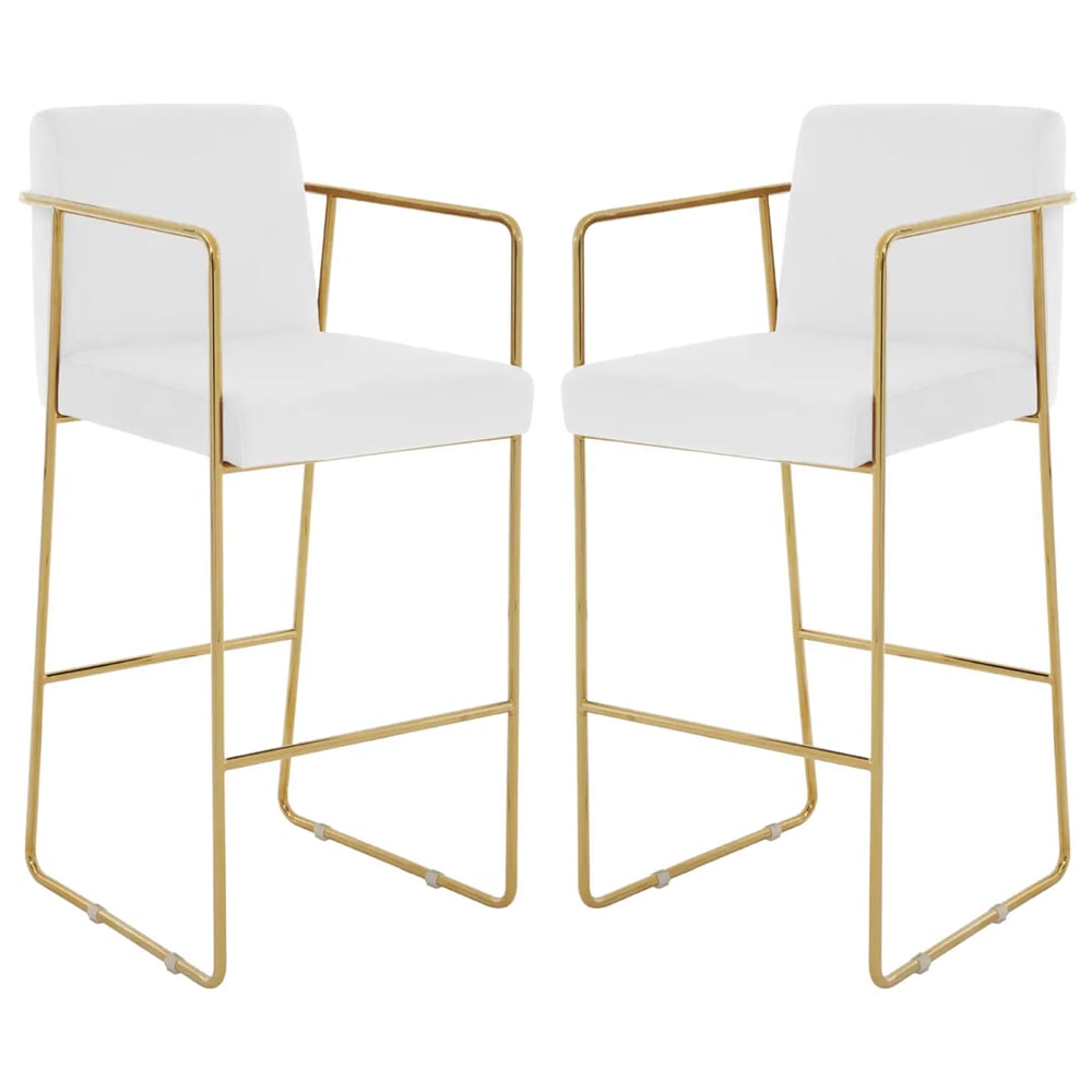 Read more about Markeb mink velvet bar stool with gold steel frame in a pair