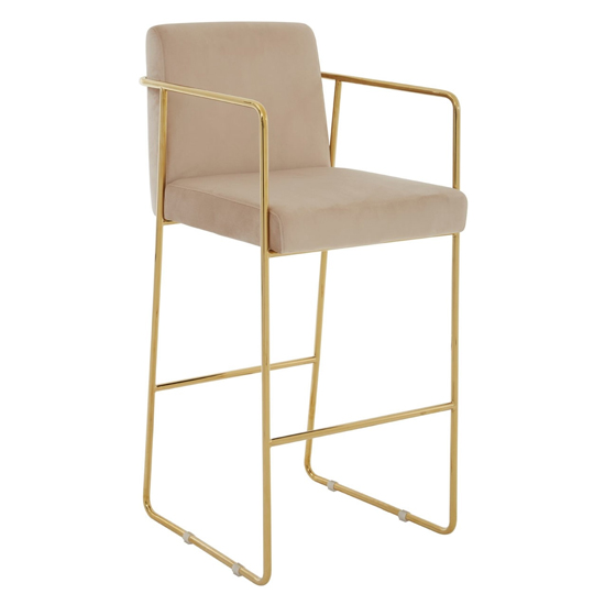 Markeb Mink Velvet Bar Stool With Gold Steel Frame In A Pair_2