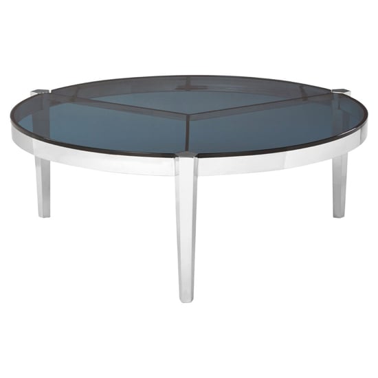 Read more about Markeb smoky grey glass coffee table with silver steel frame