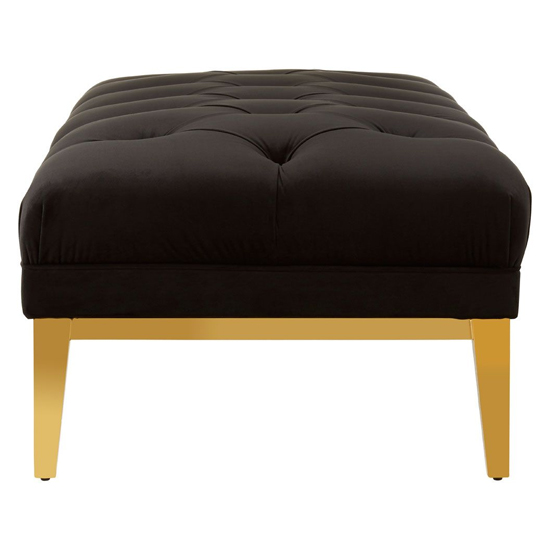 Markeb Upholstered Black Velvet Ottoman With Gold Base