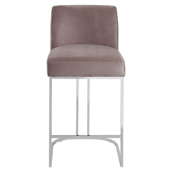 Markeb Velvet Bar Stool With Silver Frame In Grey_2