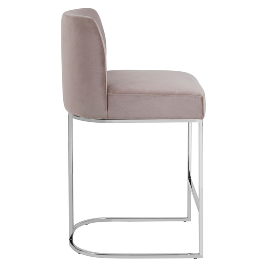 Markeb Velvet Bar Stool With Silver Frame In Grey_3