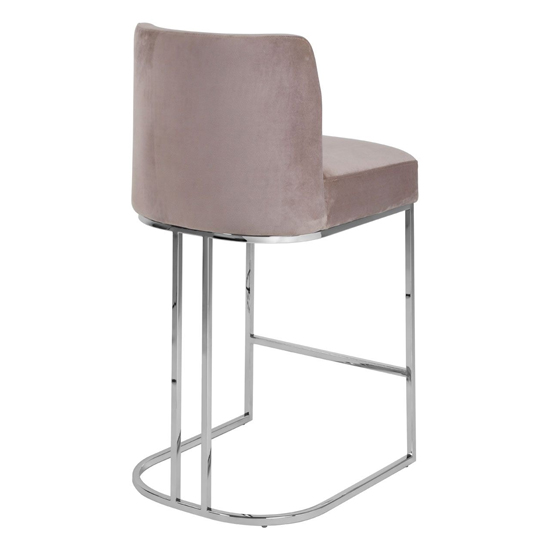 Markeb Velvet Bar Stool With Silver Frame In Grey_4