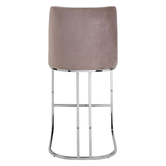 Markeb Velvet Bar Stool With Silver Frame In Grey_5