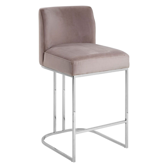 Product photograph of Markeb Velvet Bar Stool With Silver Frame In Grey from Furniture in Fashion