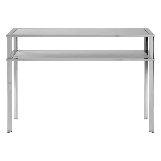 Markeb White Porcelain Console Table With Silver Steel Frame