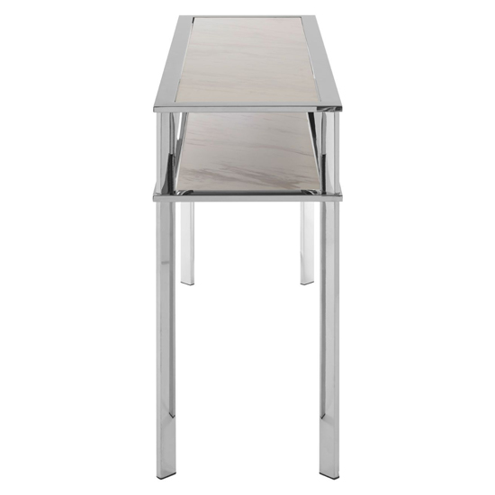 Markeb White Porcelain Console Table With Silver Steel Frame
