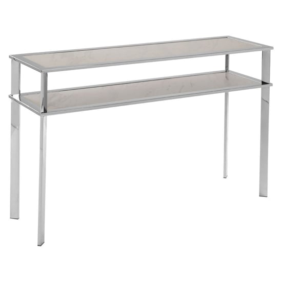 Read more about Markeb white porcelain console table with silver steel frame