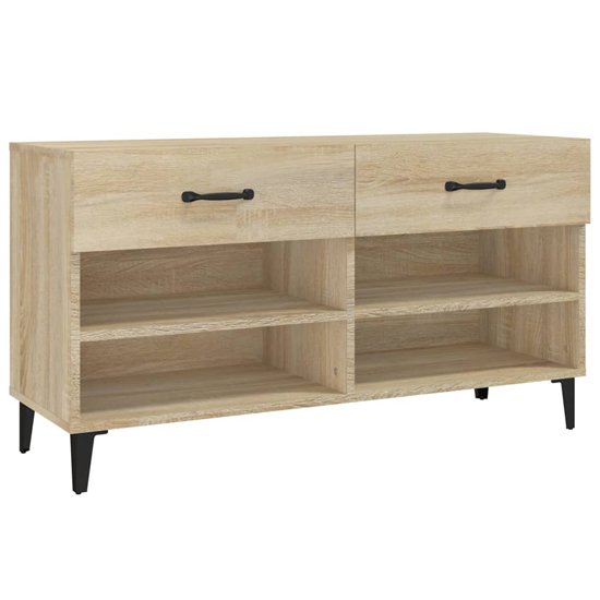 Marla Wooden Shoe Storage Bench With 2 Drawers In Sonoma Oak