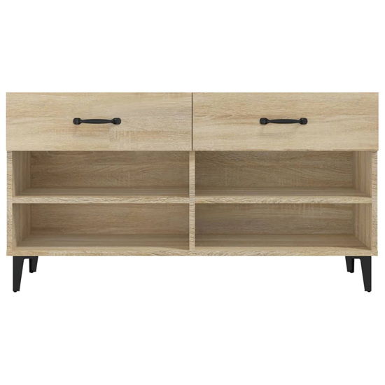 Marla Wooden Shoe Storage Bench With 2 Drawers In Sonoma Oak