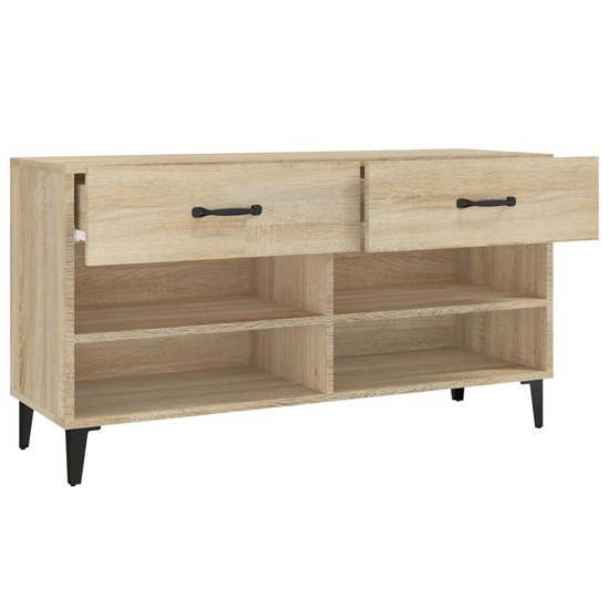 Marla Wooden Shoe Storage Bench With 2 Drawers In Sonoma Oak