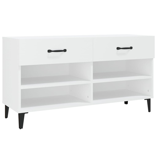 Marla Wooden Shoe Storage Bench With 2 Drawers In White