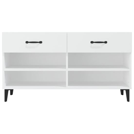 Marla Wooden Shoe Storage Bench With 2 Drawers In White