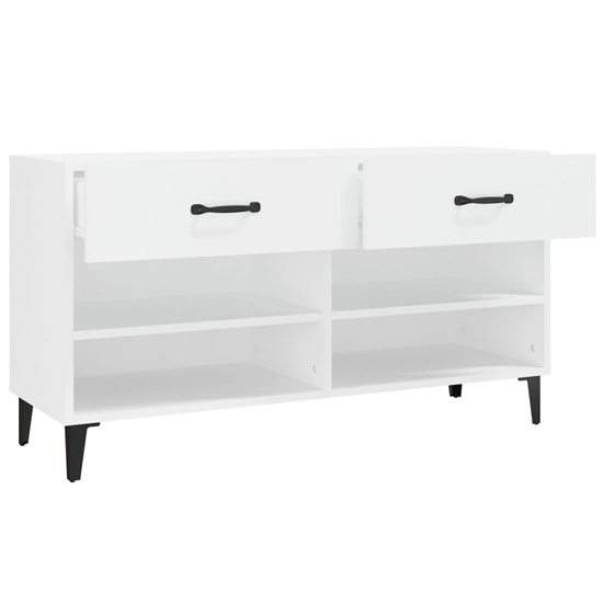 Marla Wooden Shoe Storage Bench With 2 Drawers In White