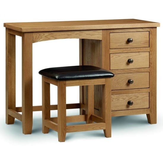 Mabli Single Pedestal Dressing Table In Waxed Oak