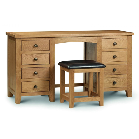 Mabli Twin Pedestal Dressing Table In Waxed Oak