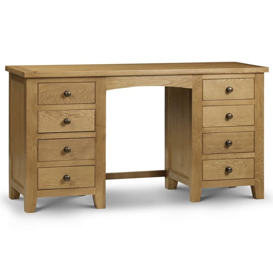 View Mabli twin pedestal dressing table in waxed oak