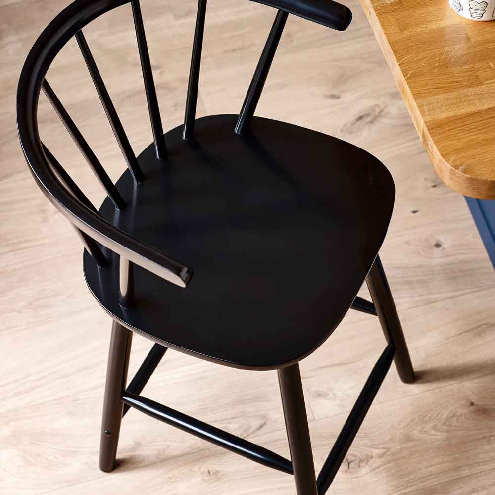 Marleno Black Wooden Bar Stools in Pair