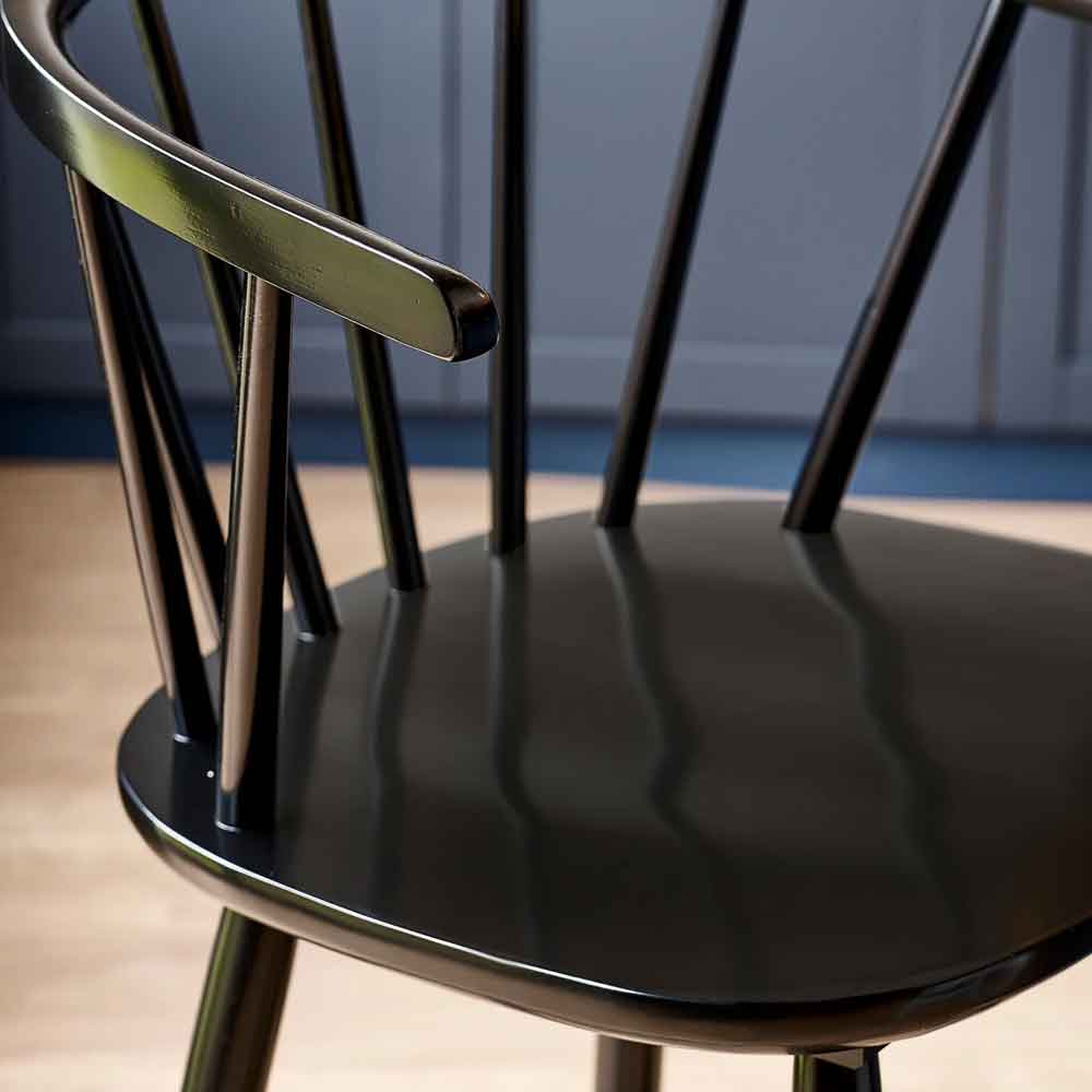 Marleno Black Wooden Bar Stools in Pair