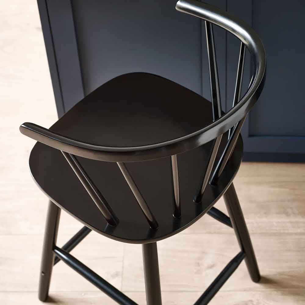 Marleno Black Wooden Bar Stools in Pair