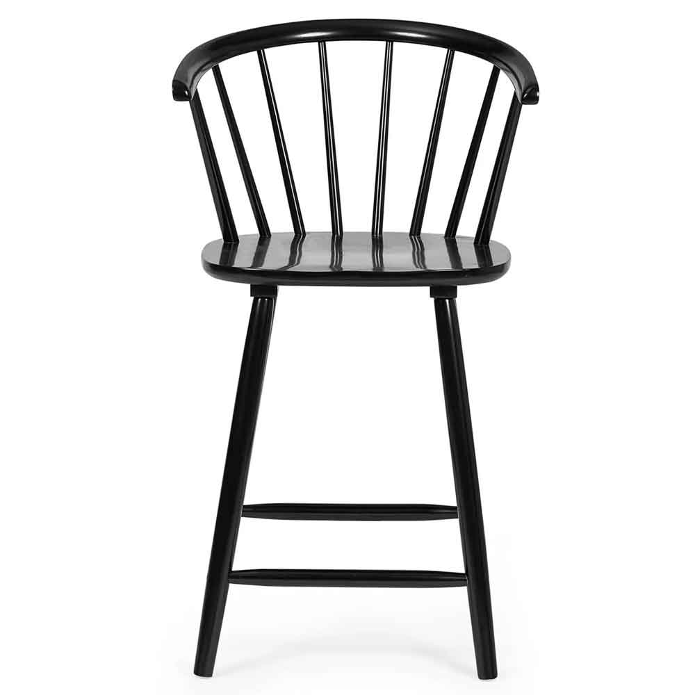 Marleno Black Wooden Bar Stools in Pair