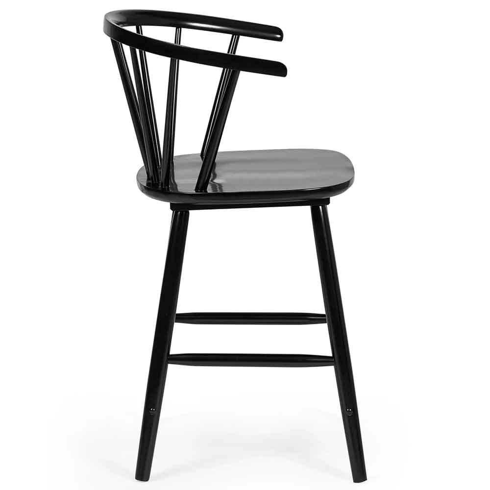 Marleno Black Wooden Bar Stools in Pair