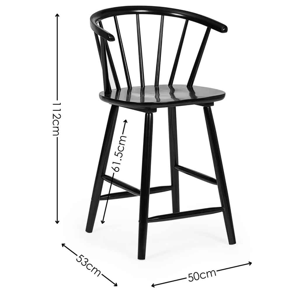Marleno Black Wooden Bar Stools in Pair