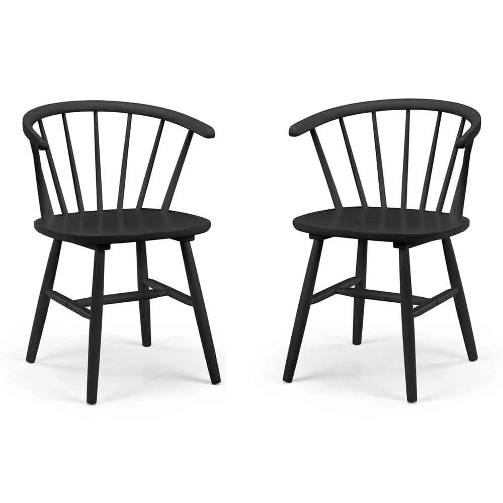 Marleno Black Wooden Dining Chairs in Pair