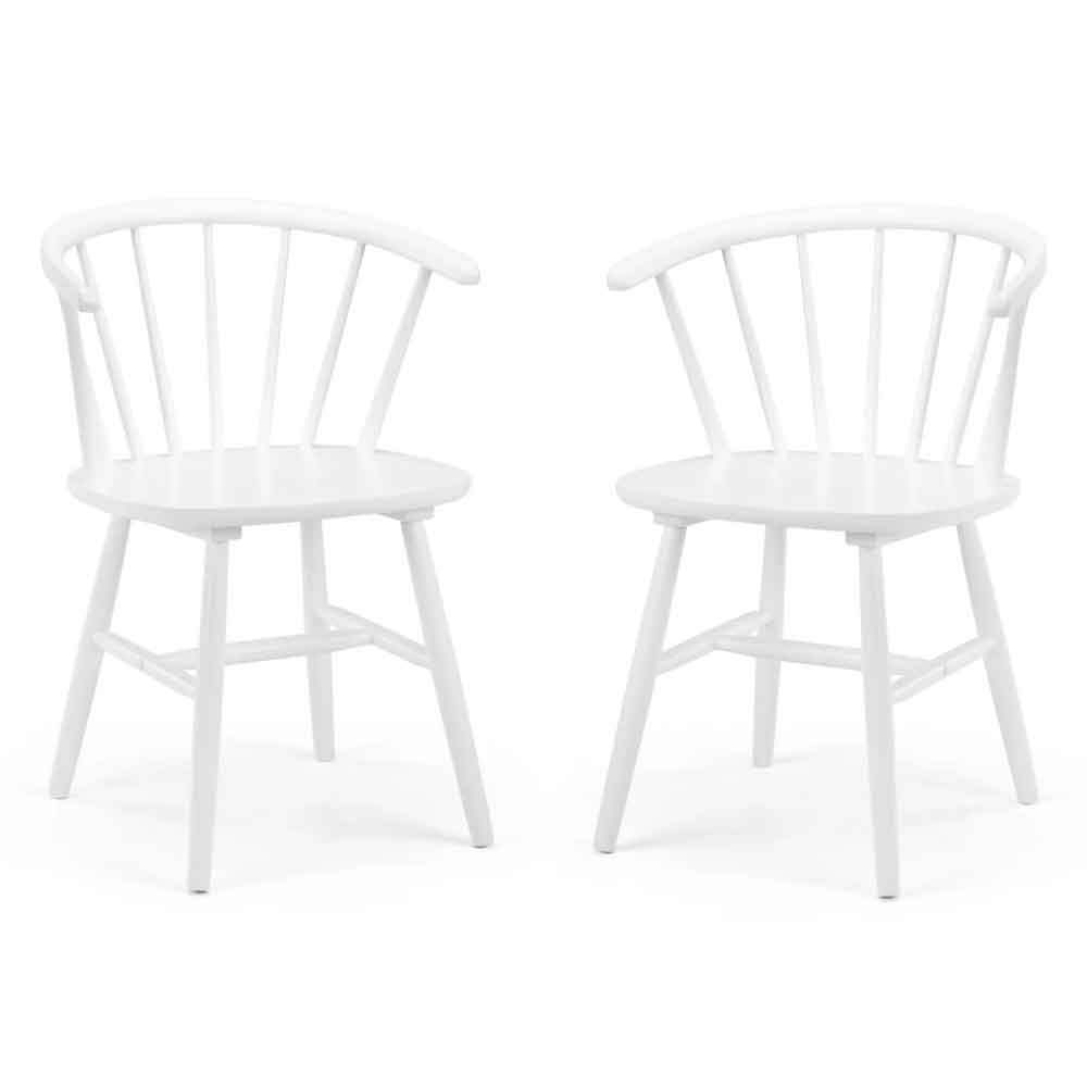Marleno White Wooden Dining Chairs in Pair