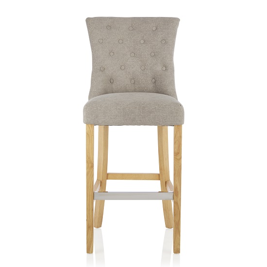 Marlon Bar Stool In Silver Fabric With Oak Legs Furniture in Fashion