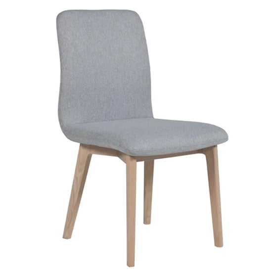 Photo of Marlon fabric dining chair with oak legs in light grey