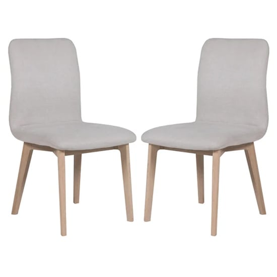 Marlon Natural Fabric Dining Chairs With Oak Legs In Pair