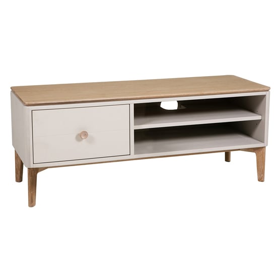 Read more about Marlon wooden tv stand with 1 drawer in oak and taupe